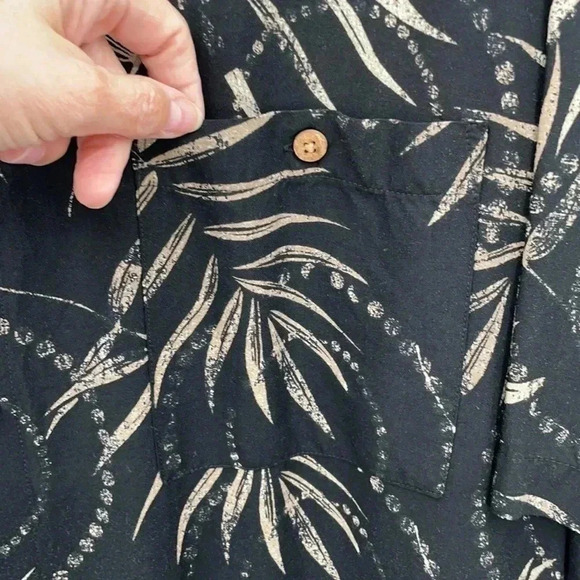 Puritan Men’s Tropical Shirt XL Black Tan Palm Leaves Short Sleeve Button Down - Picture 4 of 8